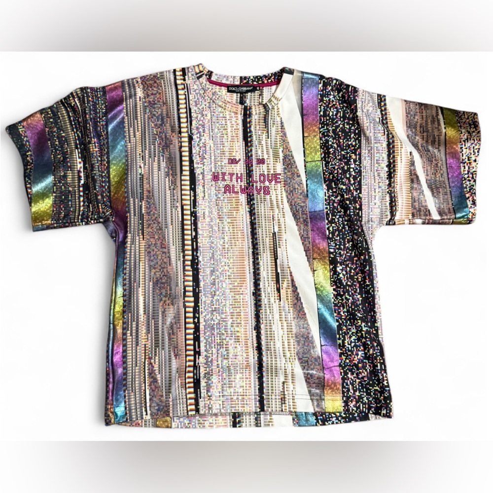 Dolce & Gabbana “With Love Always” Graphic Tee Men’s 46 Multicolor Short Sleeve